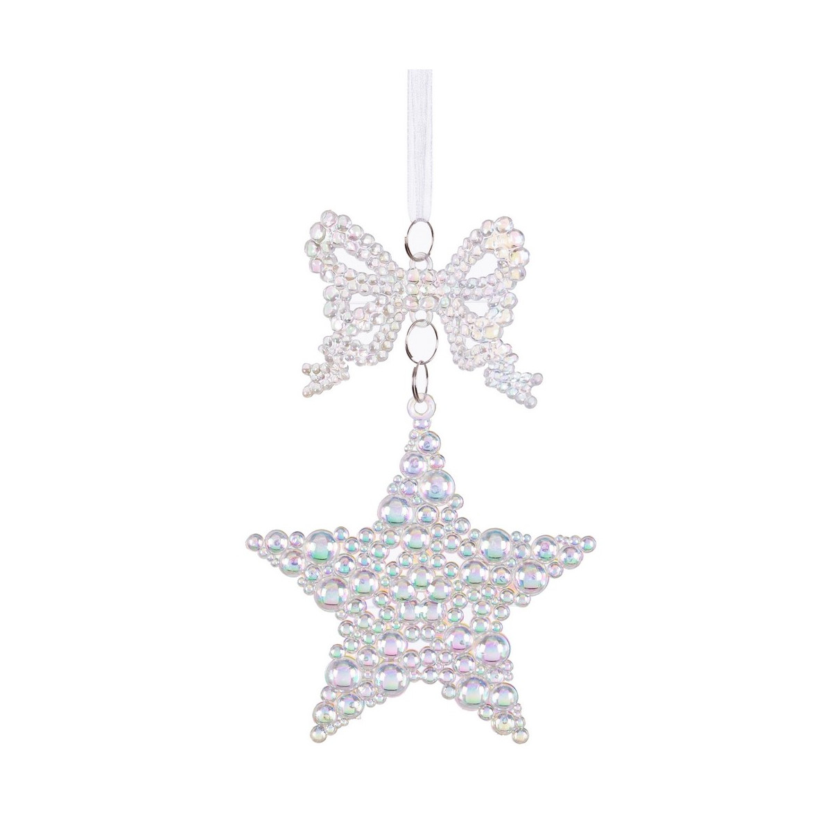 Pendente fiocco stella plastica 16 x 6 cm