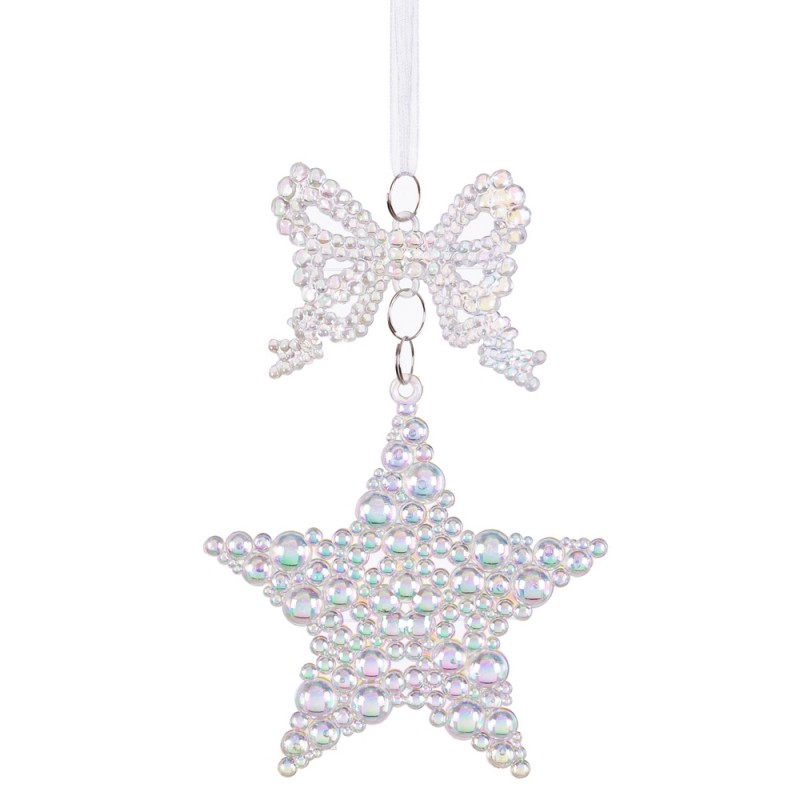 Pendente fiocco stella plastica 16 x 6 cm