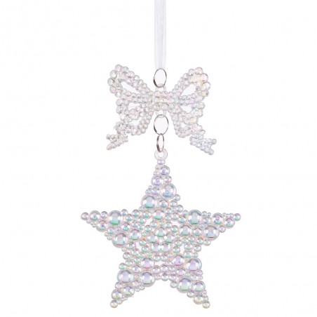 Pendente fiocco stella plastica 16 x 6 cm