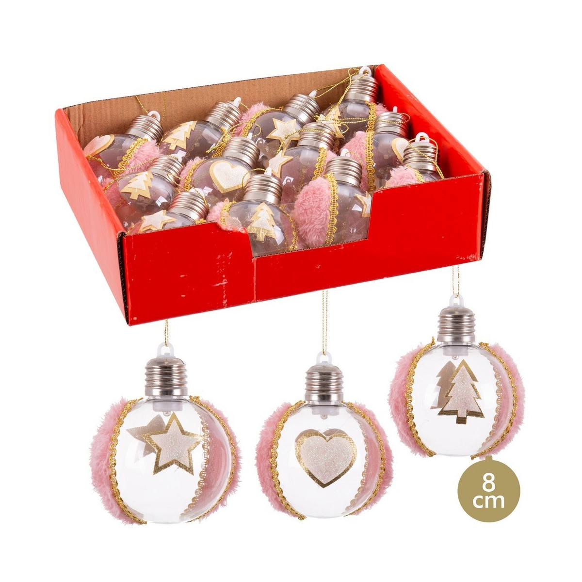 Palla in pet con luce rosa 3 m 8 x 8 x 8 cm