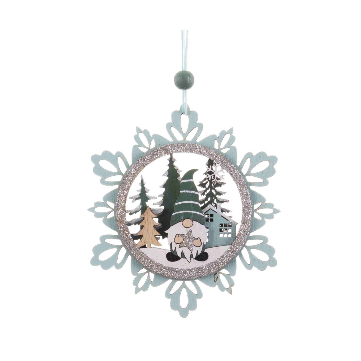 Collana stella legno blu