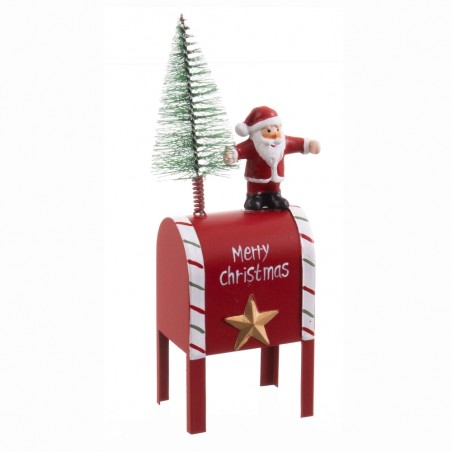 Cassetta postale albero e Babbo Natale metallo 5,50 x 4 x 17 cm