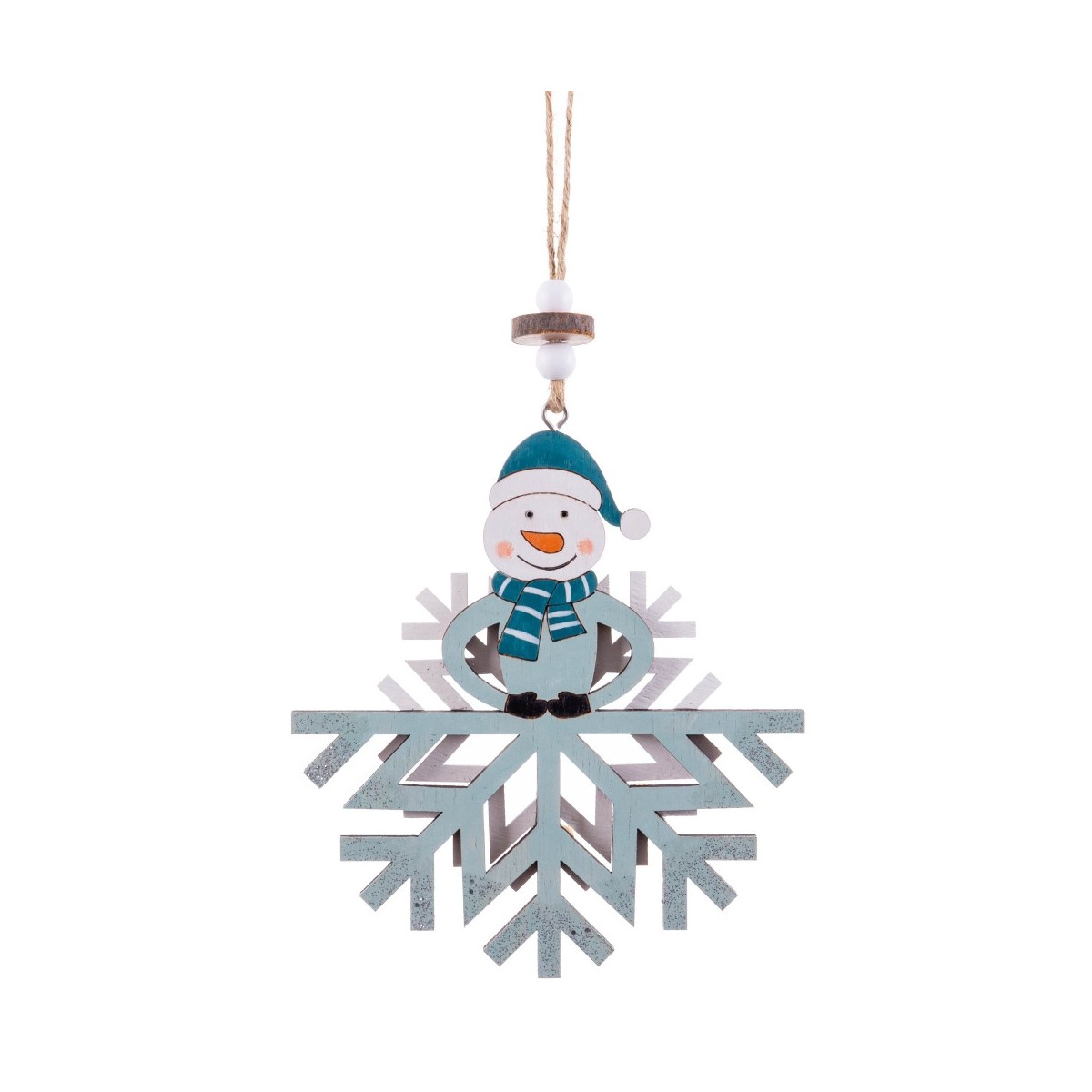 Decorazione pupazzo di neve in legno 14 x 12 x 0,70 cm