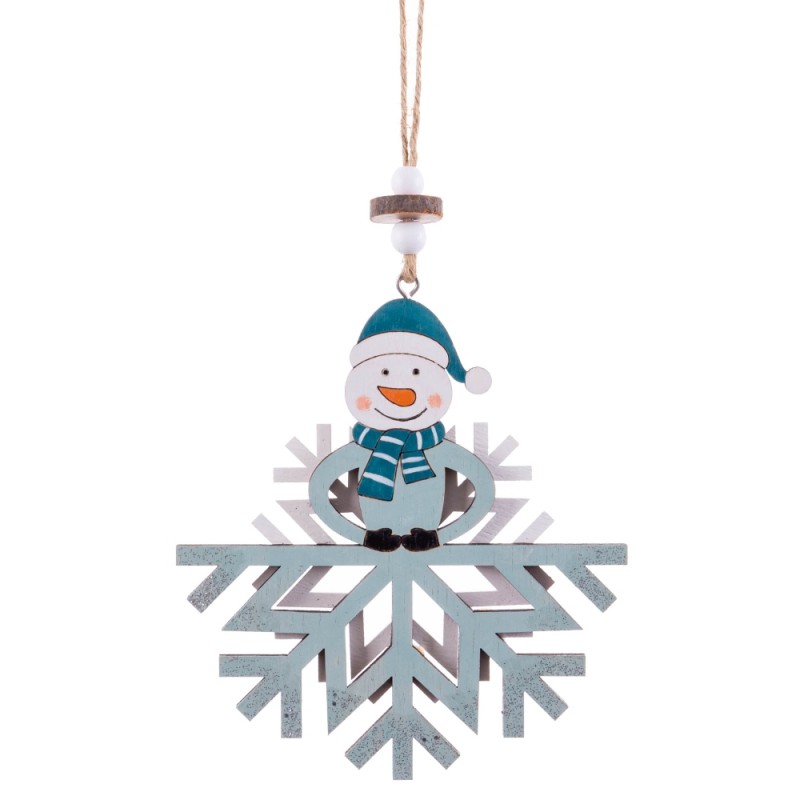 Decorazione pupazzo di neve in legno 14 x 12 x 0,70 cm