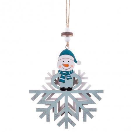 Decorazione pupazzo di neve in legno 14 x 12 x 0,70 cm