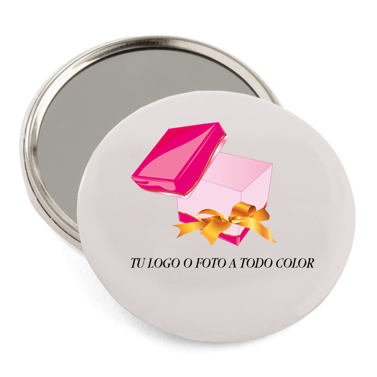 Specchio con logo o foto a colori e testo personalizzato