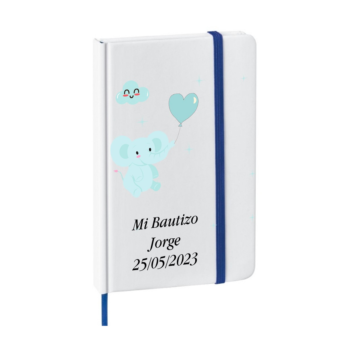Quaderno per battesimo o baby shower personalizzato con testo e data