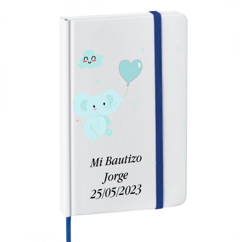Quaderno per battesimo o baby shower personalizzato con testo e data