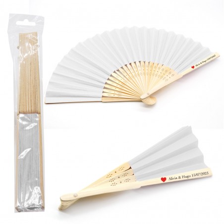 Ventaglio in bambù personalizzato con adesivo a forma di...