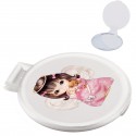 Specchio bianco con adesivo bambina angioletto in sacchetto di organza beige