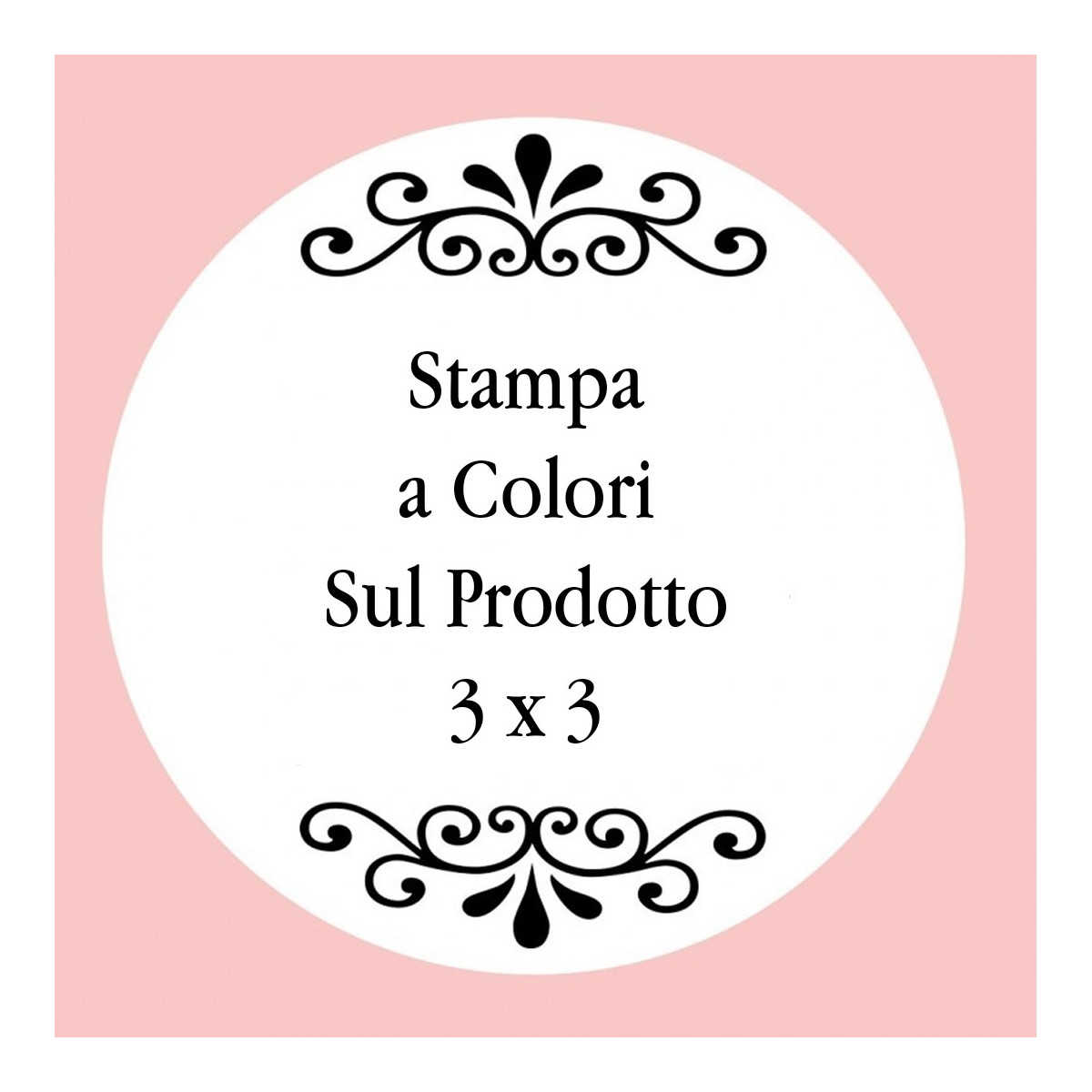 Personalizzazione con stampa digitale con testo a colori, foto o logo di dimensioni 3 x 3 cm