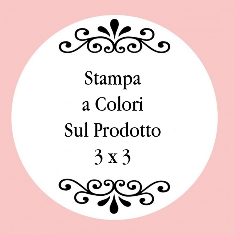Personalizzazione con stampa digitale con testo a colori, foto o logo di dimensioni 3 x 3 cm