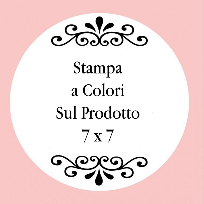 Personalizzazione con stampa digitale con testo a colori, foto o logo di dimensioni 7 x 7 cm