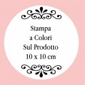 Personalizzazione con stampa digitale con testo foto o logo a colori di 10 x 10 cm