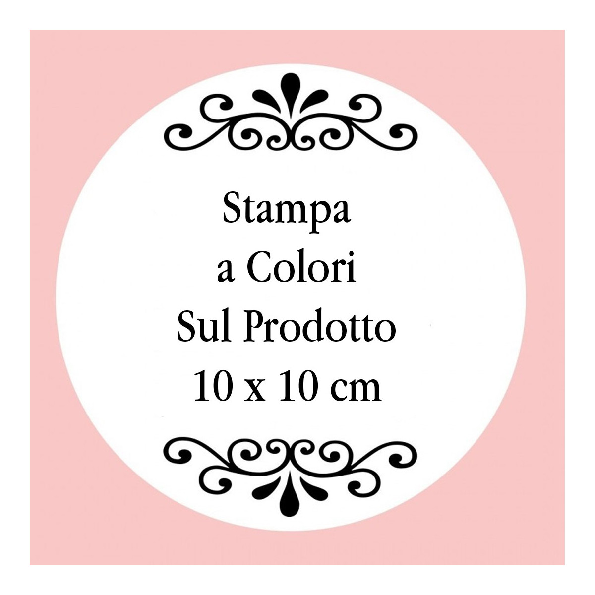 Personalizzazione con stampa digitale con testo, foto o logo a colori di 10 x 10 cm