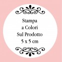 Personalizzazione con stampa digitale con testo a colori, foto o logo di dimensioni 5 x 5 cm