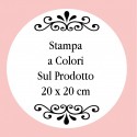 Personalizzazione con stampa digitale con testo, foto o logo a colori di 20 x 20 cm
