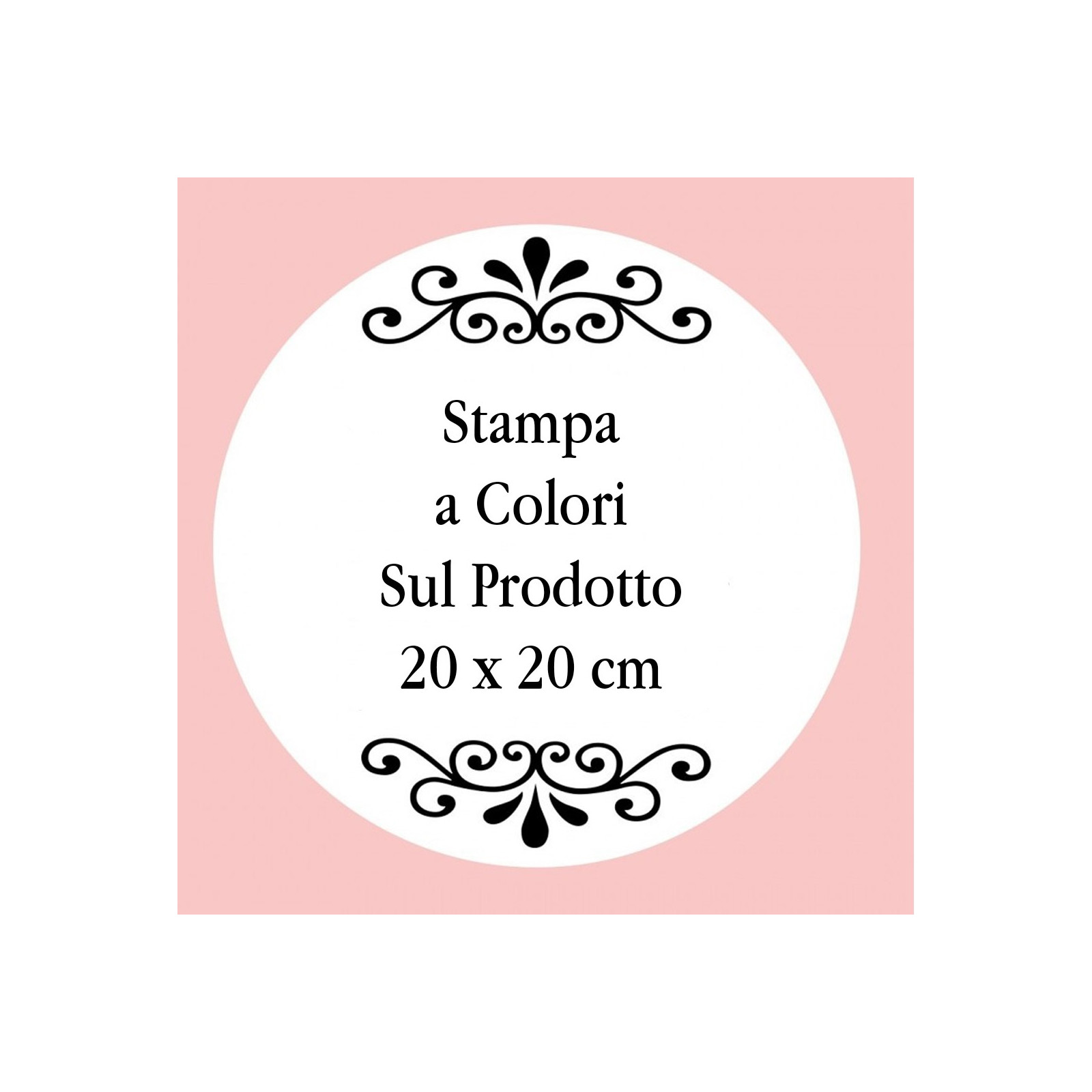 Personalizzazione con stampa digitale con testo, foto o logo a colori di 20 x 20 cm