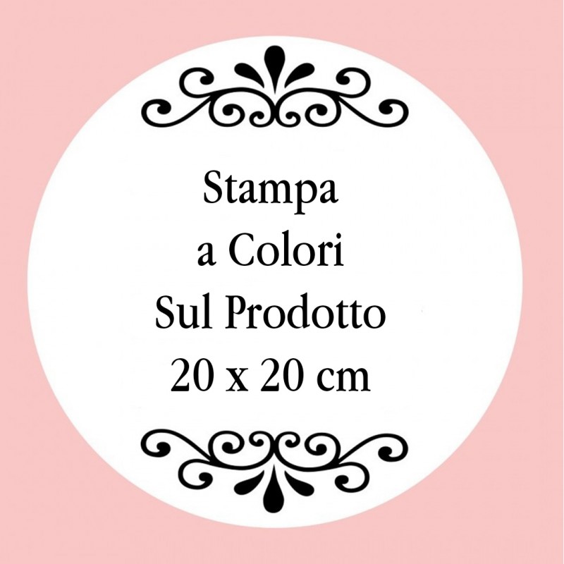 Personalizzazione con stampa digitale con testo, foto o logo a colori di 20 x 20 cm