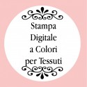 Personalizzazione con stampa digitale con testo, foto o logo a colori per tessuti