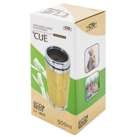 Vaso Termico in Bambù 500ml Doppia Parete per Mantenere la Temperatura