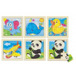Set di 5 puzzle in legno naturale Junior