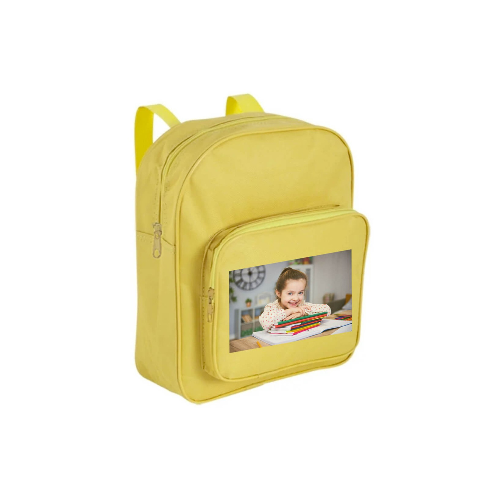 Zaino per bambini giallo personalizzato con foto a colori