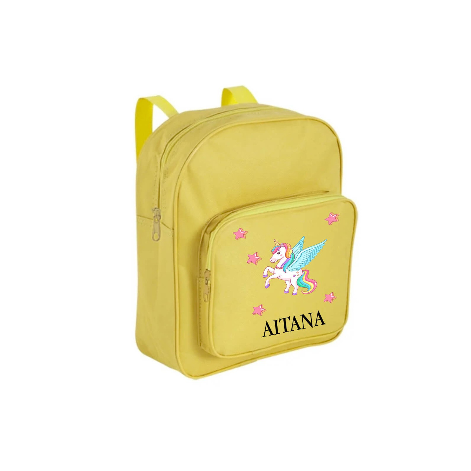 Zaino per bambini personalizzato con unicorno giallo con nome