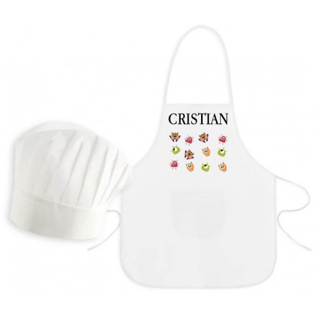 Grembiule per bambini mostro personalizzato con nome