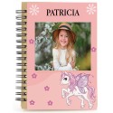 Quaderno unicorno rosa personalizzato con nome e foto a colori
