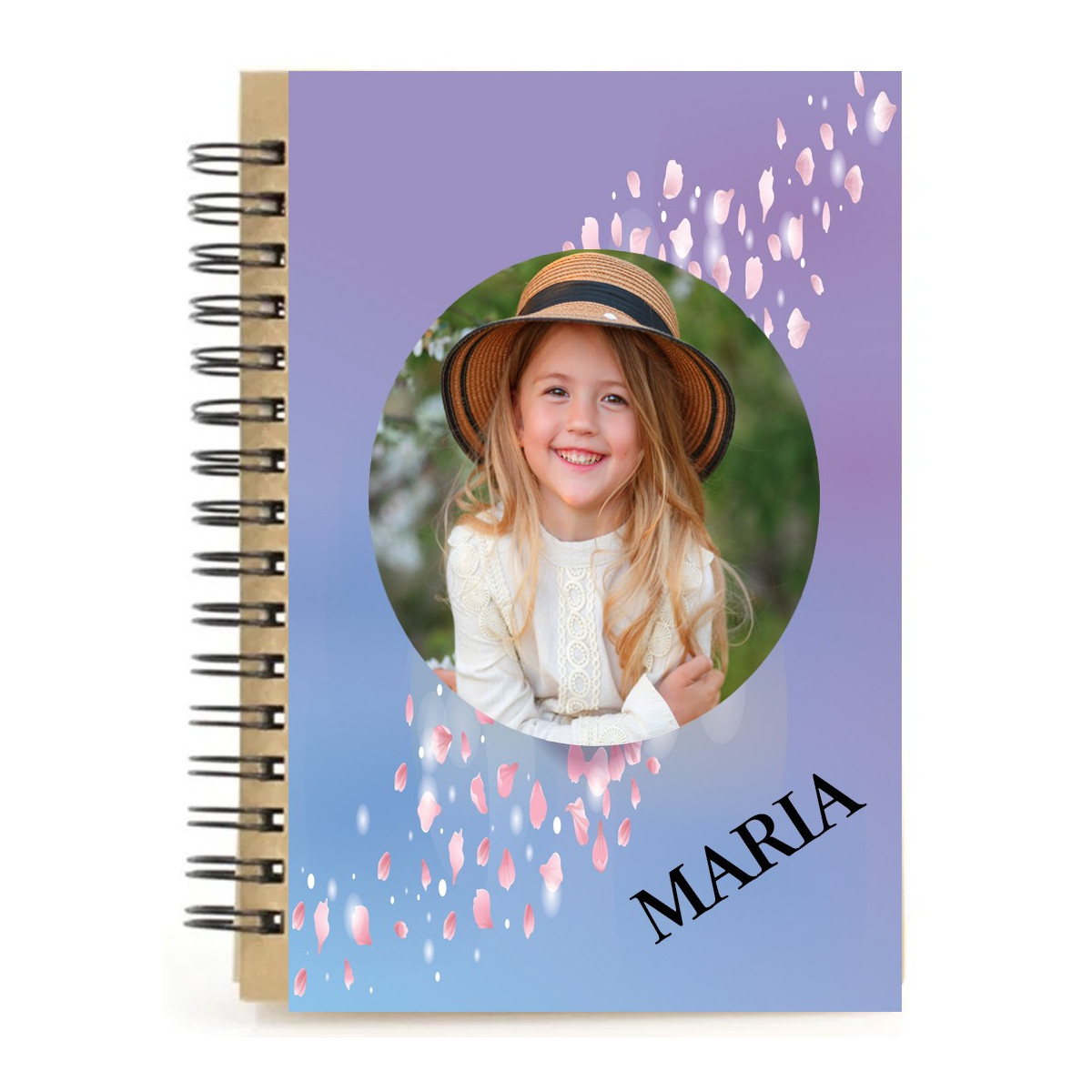 Quaderno petali di fiori personalizzato con nome e foto a colori