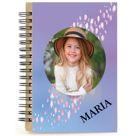 Quaderno petali di fiori personalizzato con nome e foto a colori