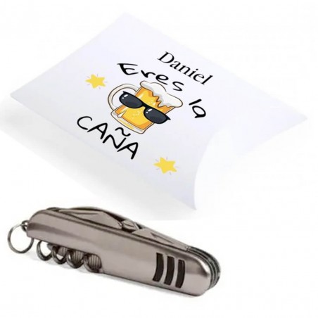 Coltello in scatola regalo personalizzata con adesivo sei fantastico