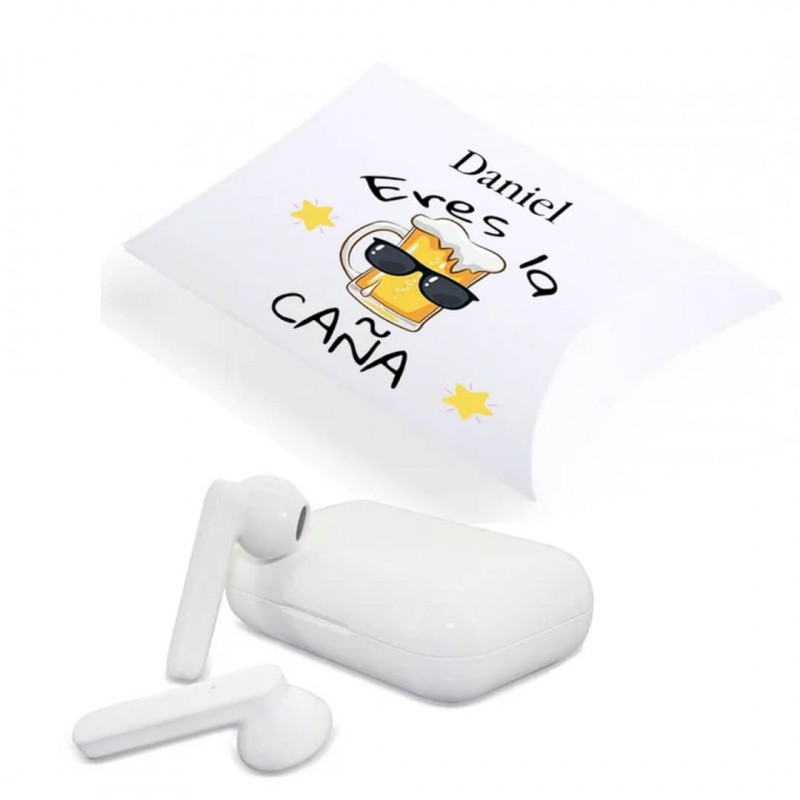 Cuffie bluetooth presentate in una confezione regalo personalizzata eres la caña