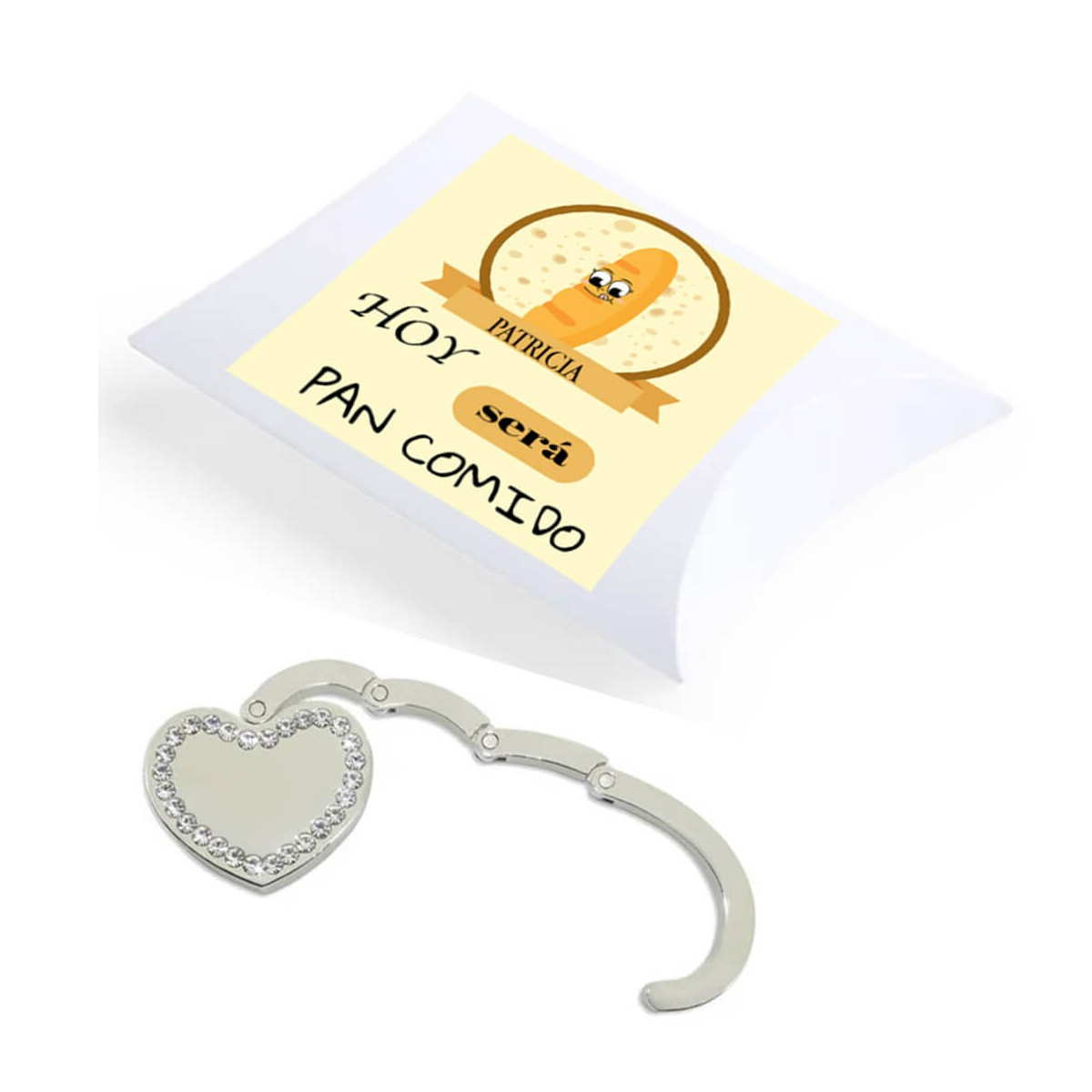 Appendiabiti a forma di cuore presentato in confezione regalo personalizzata con nome