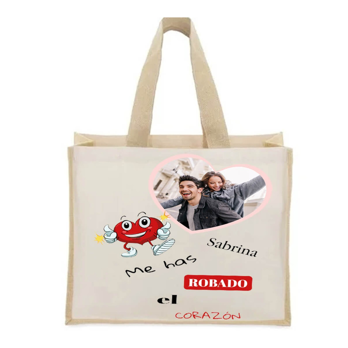 Borsa personalizzata you ve stole my heart con nome e foto a colori