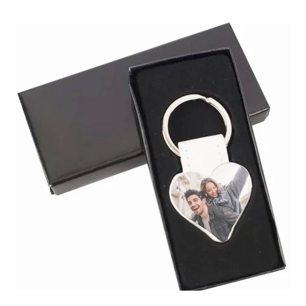 Portachiavi a forma di cuore personalizzato con foto a colori