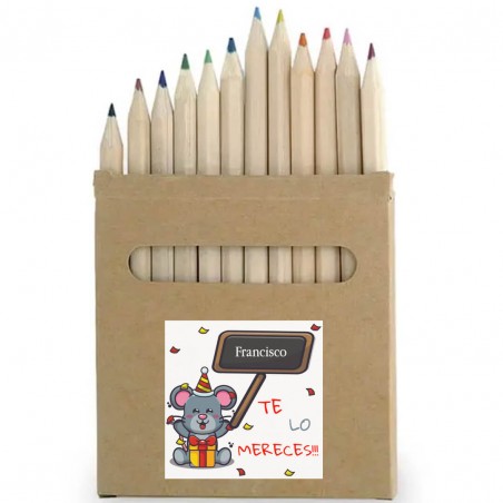 Scatola di matite colorate personalizzata con adesivo con nome te lo meriti
