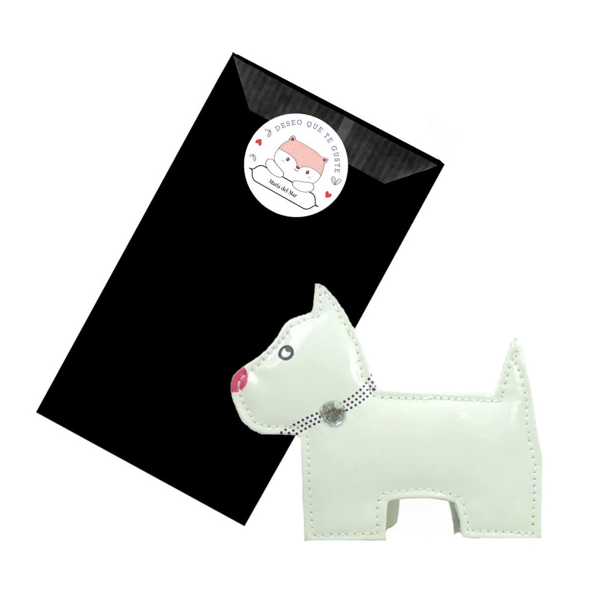 Set per manicure per cani in busta nera kraft personalizzata con adesivo con nome i wish you like it