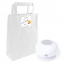 Altoparlante bluetooth impermeabile in busta kraft personalizzata con adesivo sei importante per me