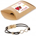Bracciale infinito in scatola kraft personalizzata con adesivo con nome sei la migliore