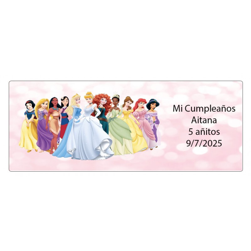Adesivo personalizzato con testo e nome della principessa Disney