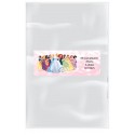 Confezione 20 sacchetti trasparenti con adesivo personalizzato con testo e nome principesse disney
