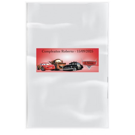 Pacchetto di 20 sacchetti trasparenti personalizzati con adesivi cars