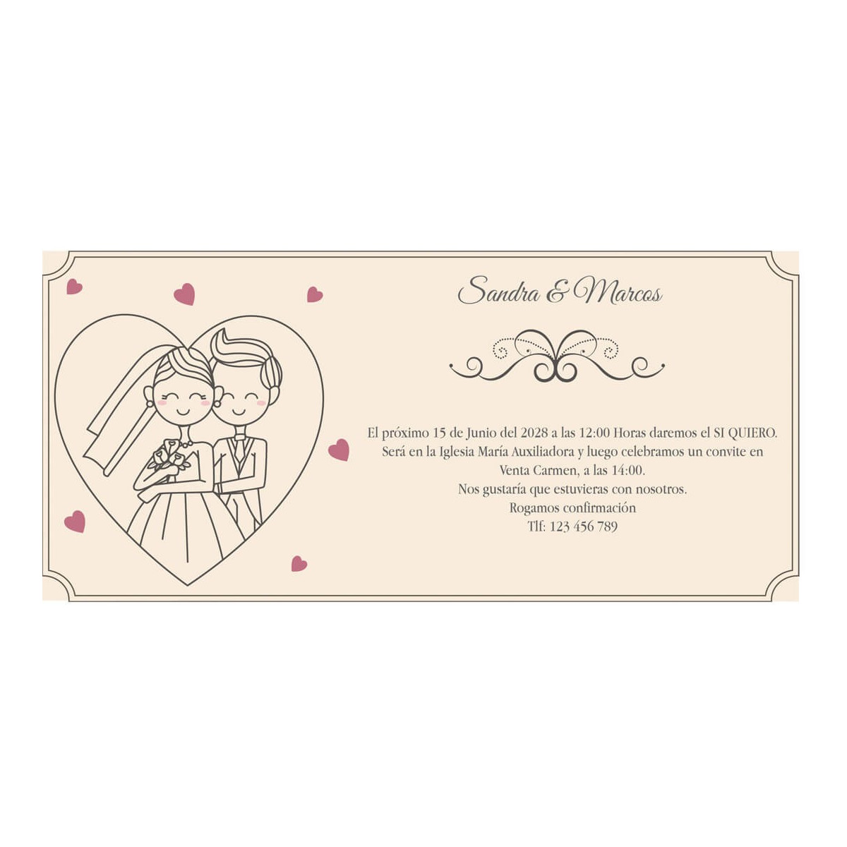 Inviti per matrimonio personalizzati sposi cuore