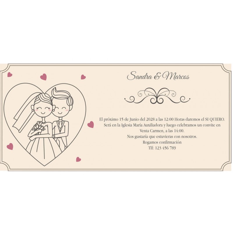 Inviti per matrimonio personalizzati sposi cuore