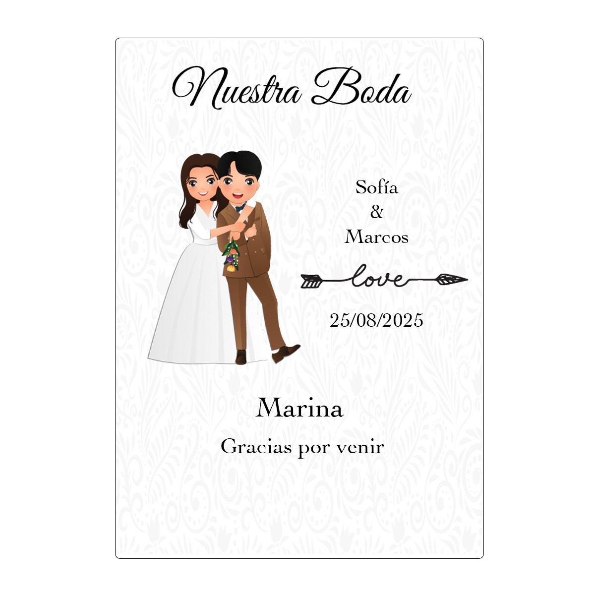 Adesivo personalizzato per matrimonio con nome degli invitati