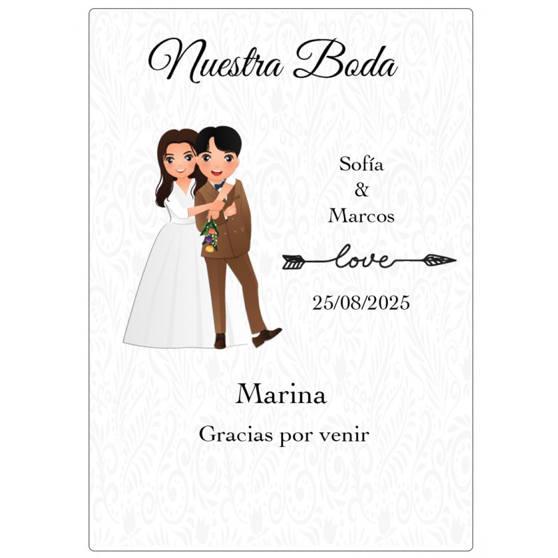 Adesivo Personalizzato per Matrimonio con Nome degli Invitati e degli Sposi
