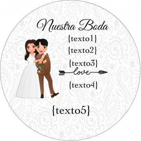 Adesivo rotondo personalizzato con nome degli invitati e degli sposi per matrimoni