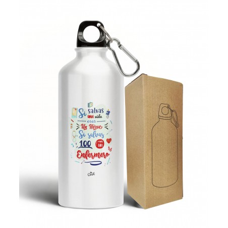 Bottiglia in alluminio da 500 ml se salvi una vita sei un eroe se ne salvi 100 sei un infermiere
